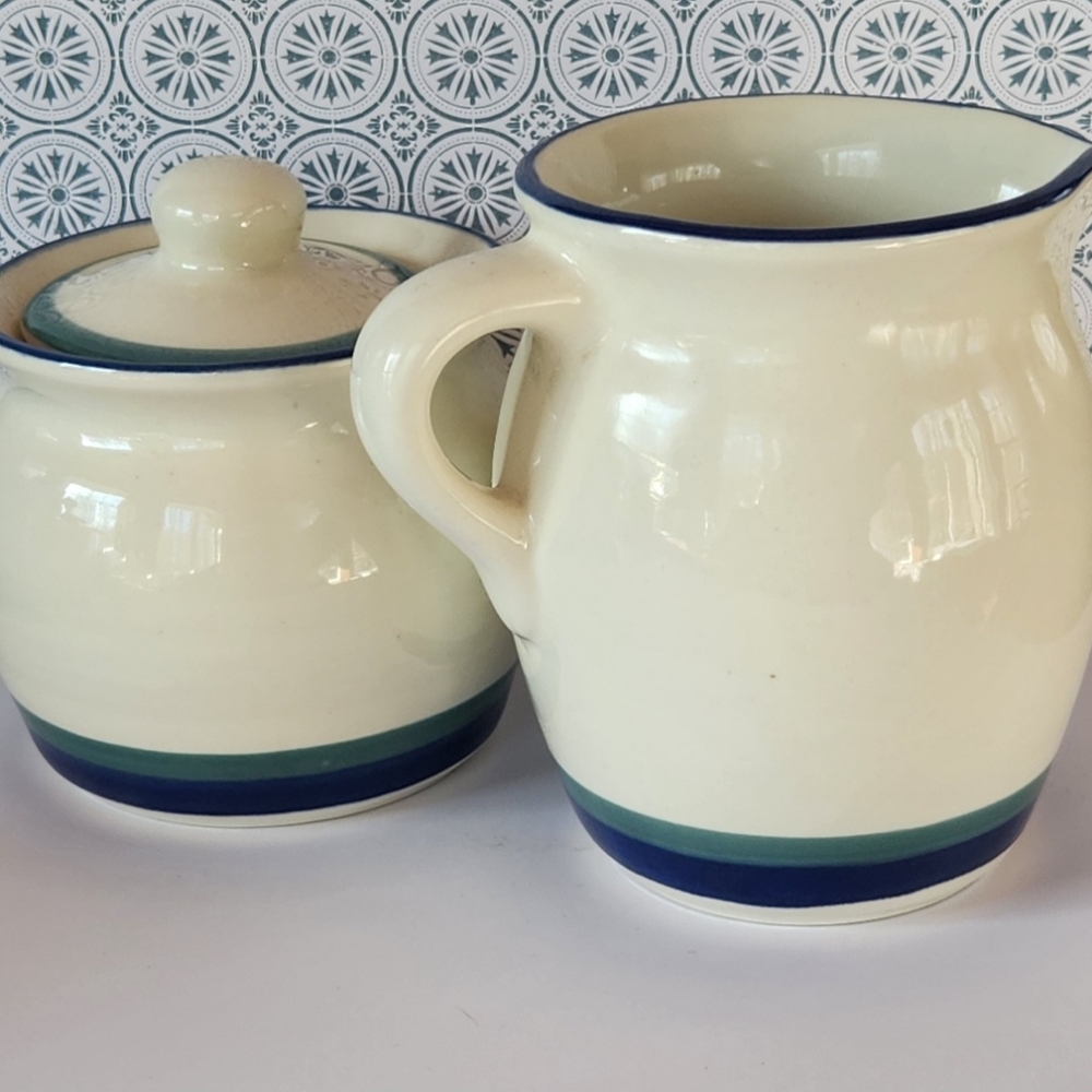 Pfaltzgraff Northwinds Creamer Pitcher and Sugar Bowl With Lid